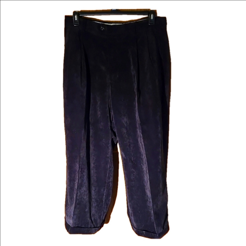 Stacy Adams Black Velvety Corduroy Pants Cuffs & Pleated Wide Leg Men's 36Wx26L